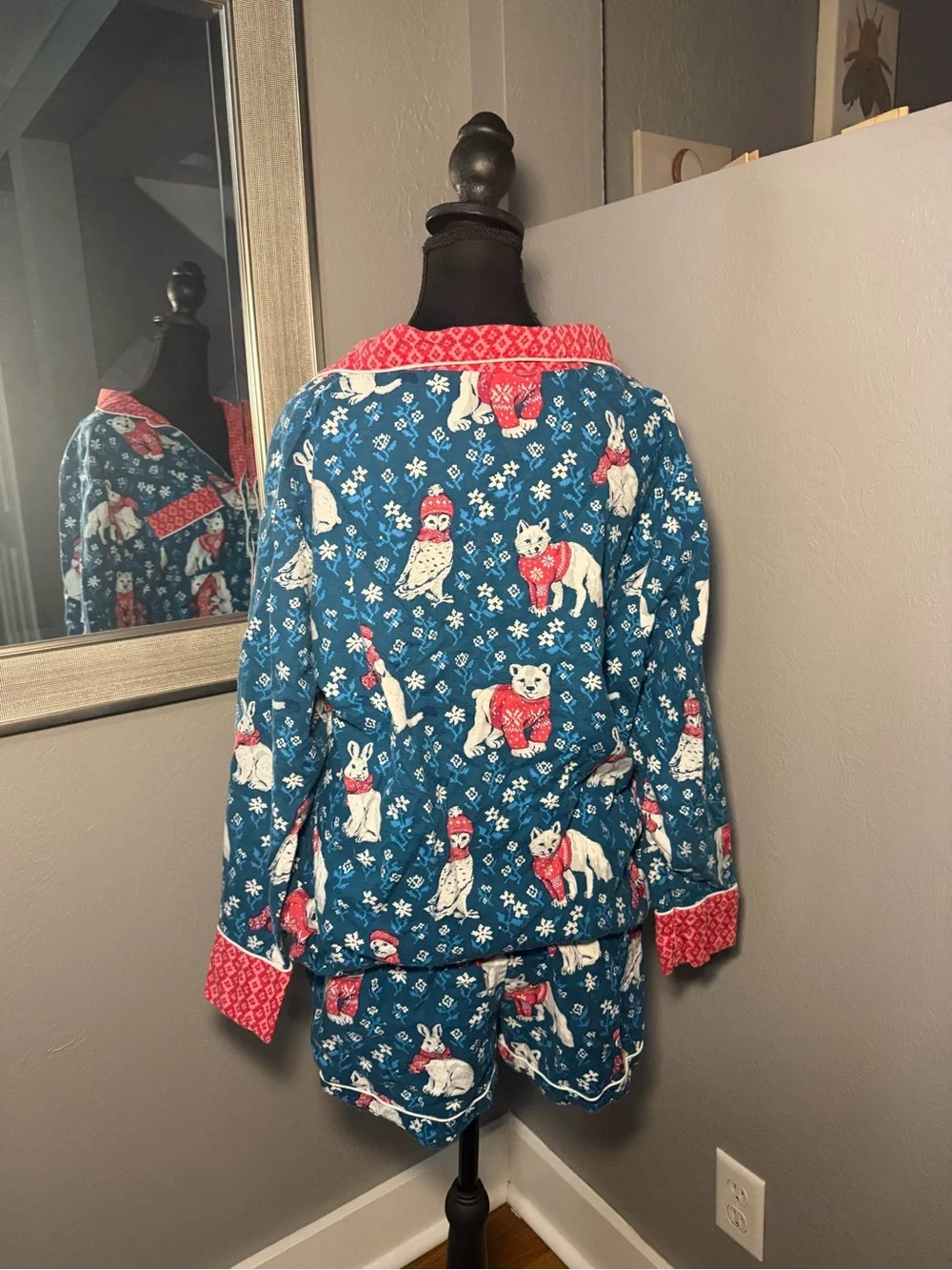 Printfresh Bundled Up Pajama Set Organic Cotton Polar Bear Owl Rabbit Medium.